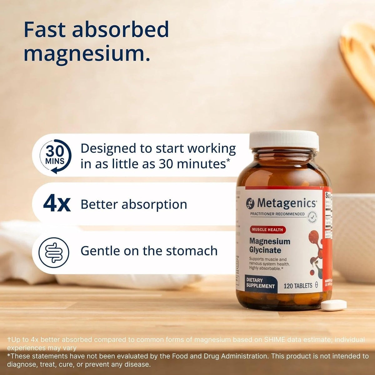 Metagenics Magnesium Glycinate, Calm & Sleep Support, 120 Tablets Metagenics